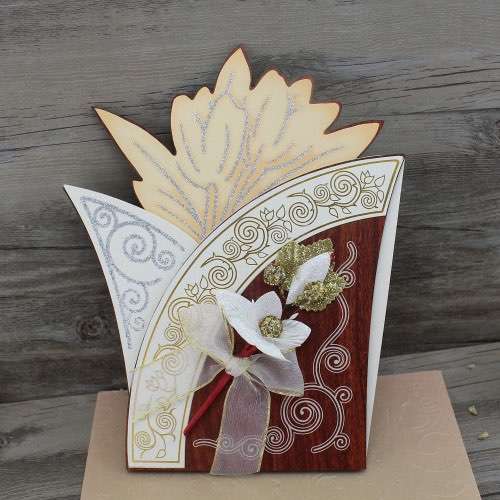 Wooden Invitation Card With Butterfly Bow  Foiling Printing Card Customized 
